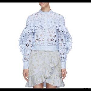 Self-Portrait Ruffle Broderie Anglaise  Crop Top
